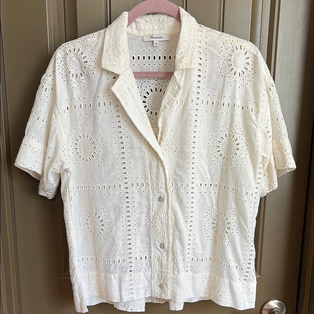 Madewell Eyelet Button-Up Camp Shirt Size Small